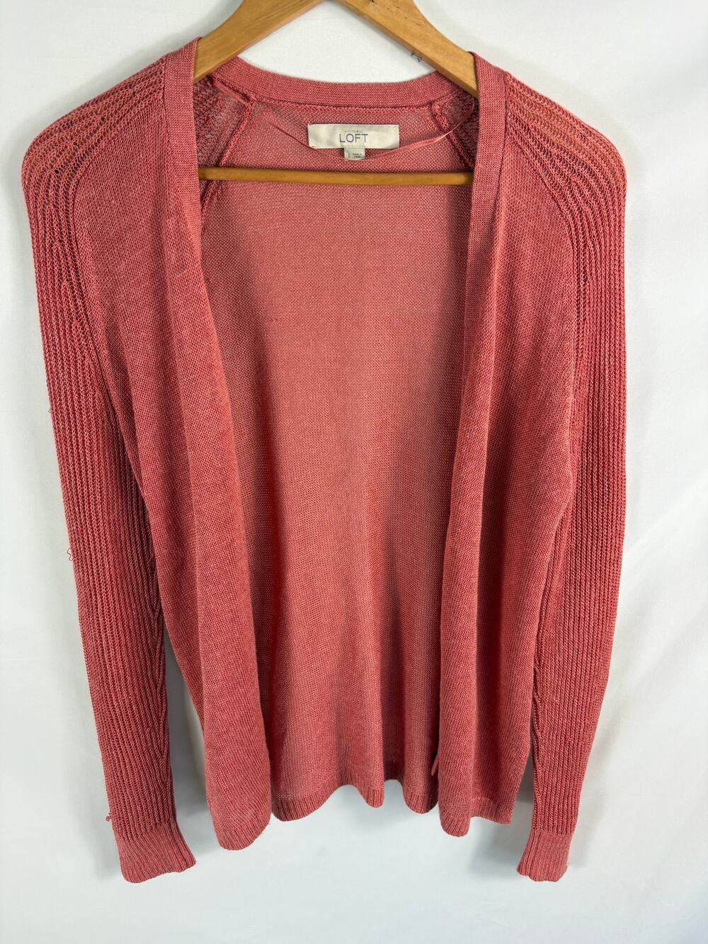 Ann Taylor LOFT Linen Blend Coral Cardi Size Small